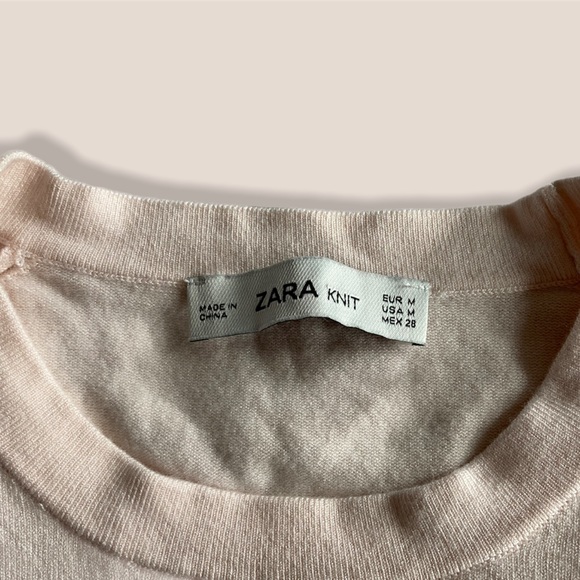 Zara light pink short sleeve knit top size Medium - Picture 2 of 2